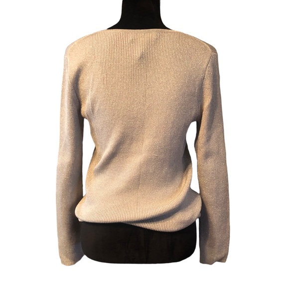 Cable & Gauge Silver Studded & Pearl Sweater size Large - Picture 7 of 8